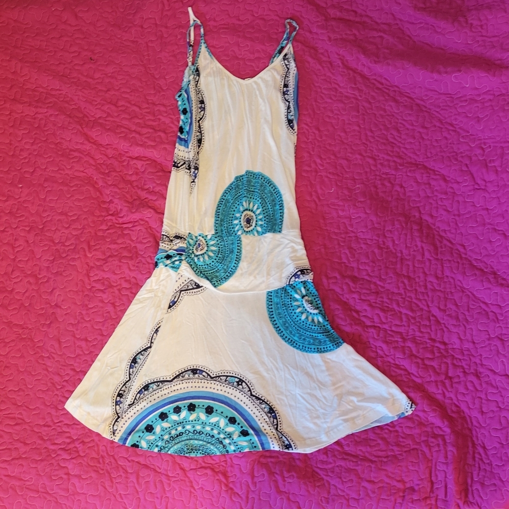 Lascana - white dress with blue Mandelas